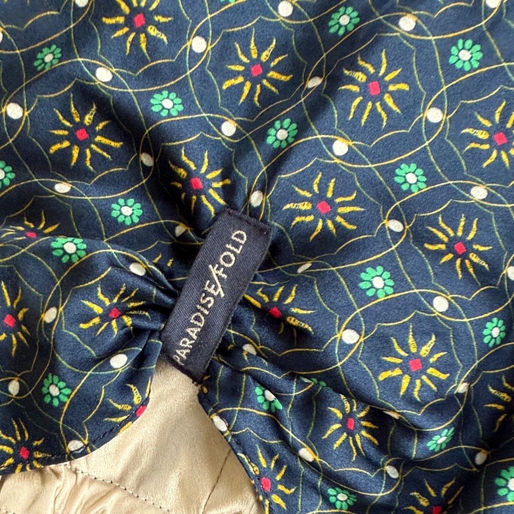 Paradise Fold Blue Patterned Hair Accessory silk wrap for long hair sleep bonnet